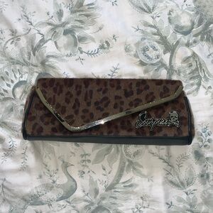 Sourpuss faux fur leopard clutch